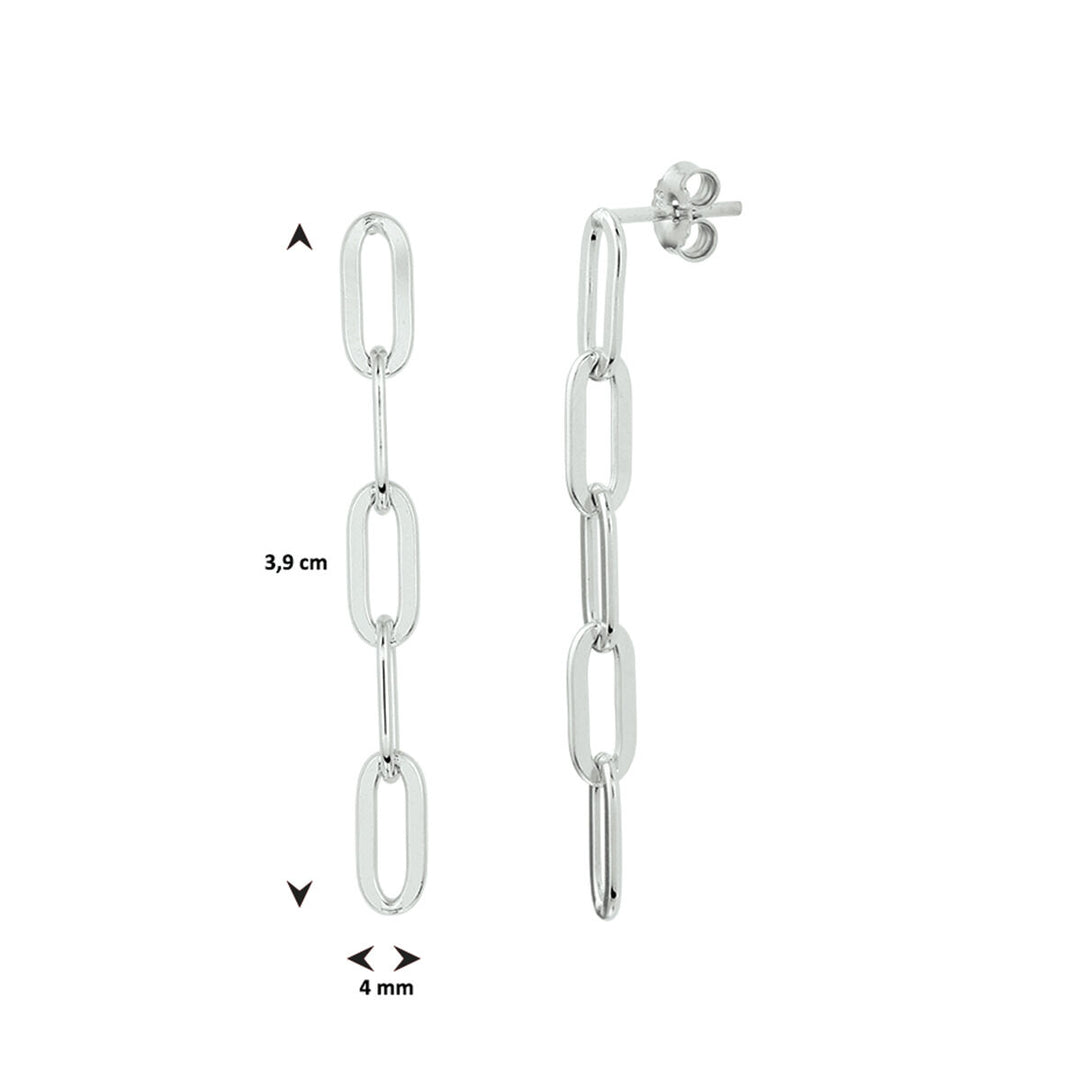 Büroklammer-Ohrringe, Silber rhodiniert