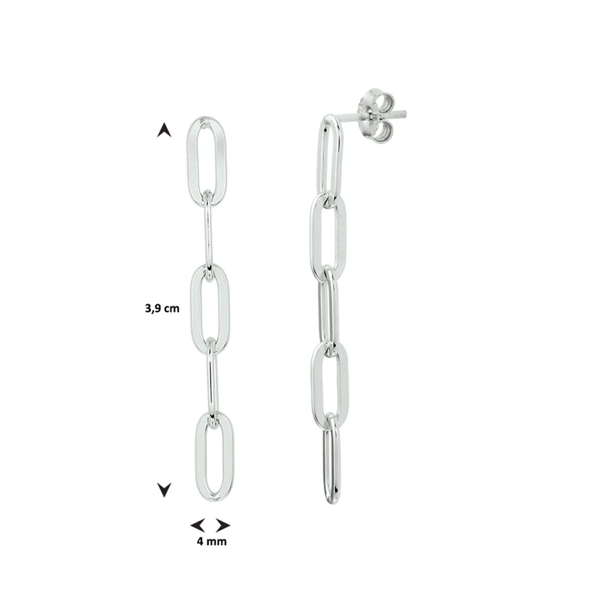 paper clip earrings silver rhodium plated