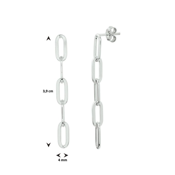Büroklammer-Ohrringe, Silber rhodiniert