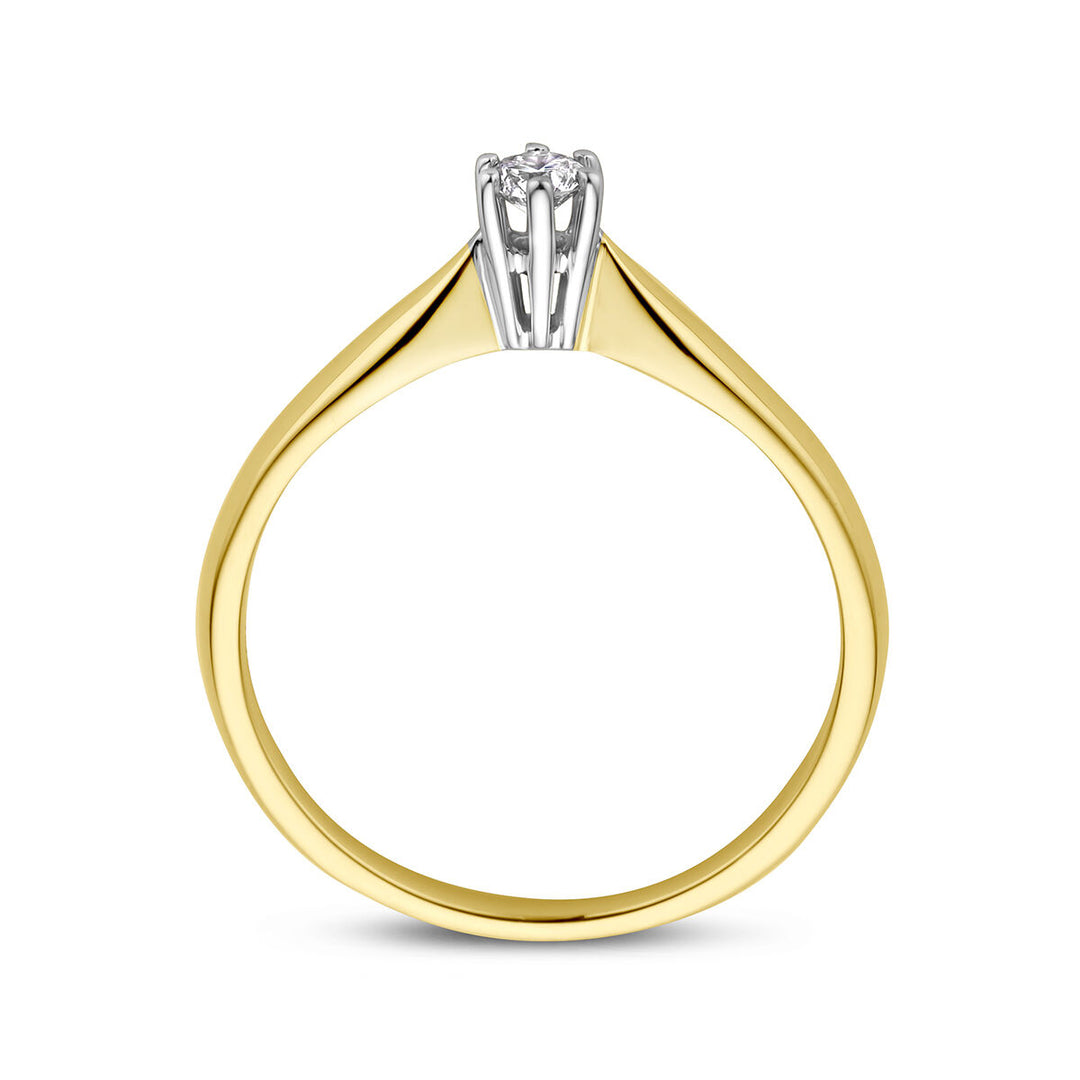 ring diamond 0.10ct h si 14K bicolor gold yellow/white