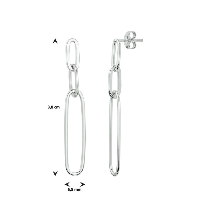 Büroklammer-Ohrringe, Silber rhodiniert