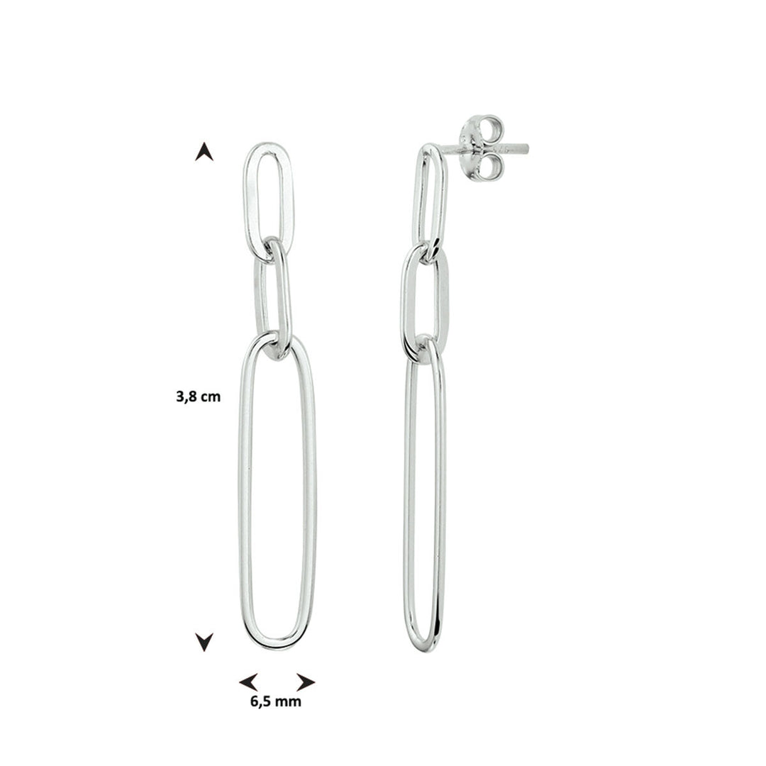 Büroklammer-Ohrringe, Silber rhodiniert