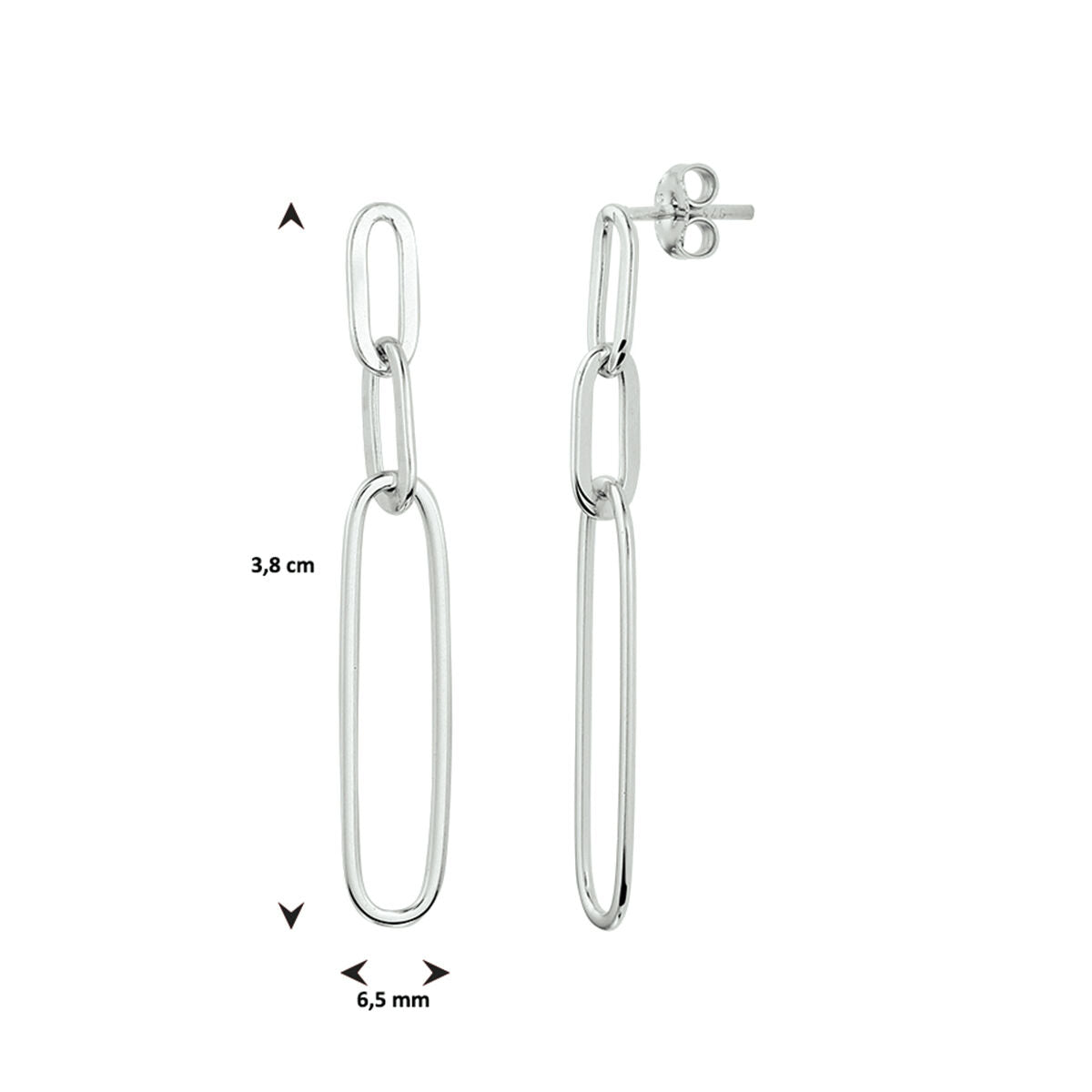oorhangers paperclip zilver gerhodineerd