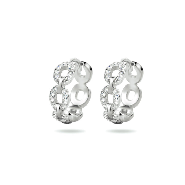 drop earrings link zirconia silver rhodium plated