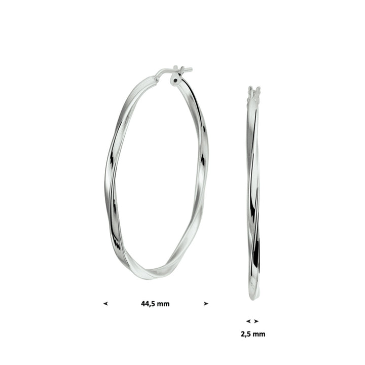 earrings twisted tube silver rhodium plated