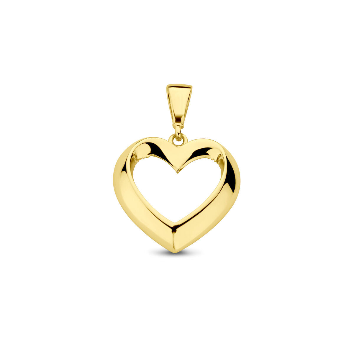 Hanger in de vorm van een hart van 14K geelgoud met een glanzende afwerking.