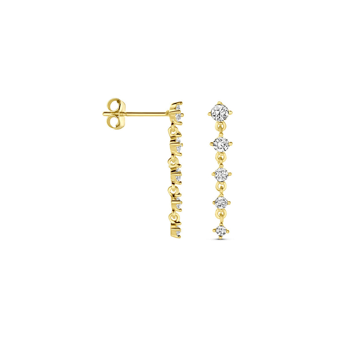 oorhangers zirkonia 19 mm 14K geelgoud