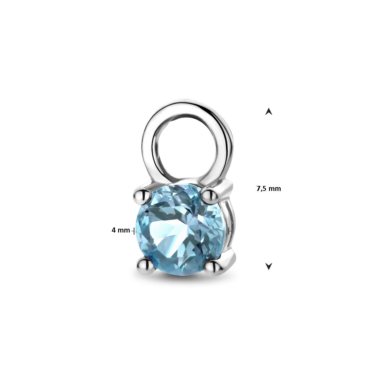 oorringhanger blauw topaas per stuk 14K geelgoud