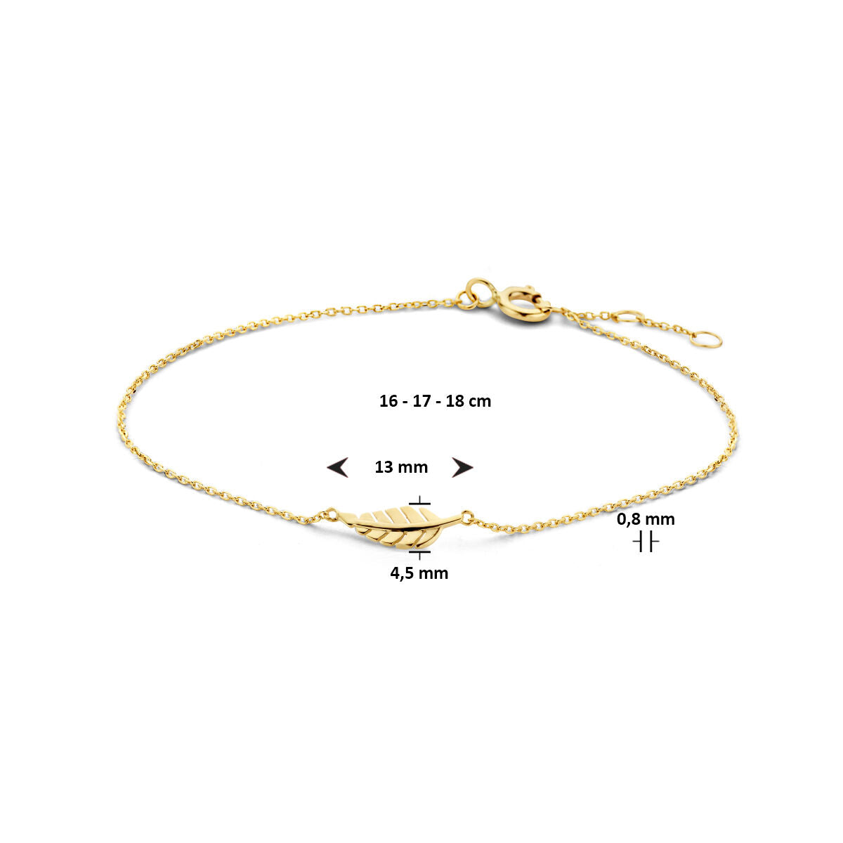 Gouden armband dames veer 14K
