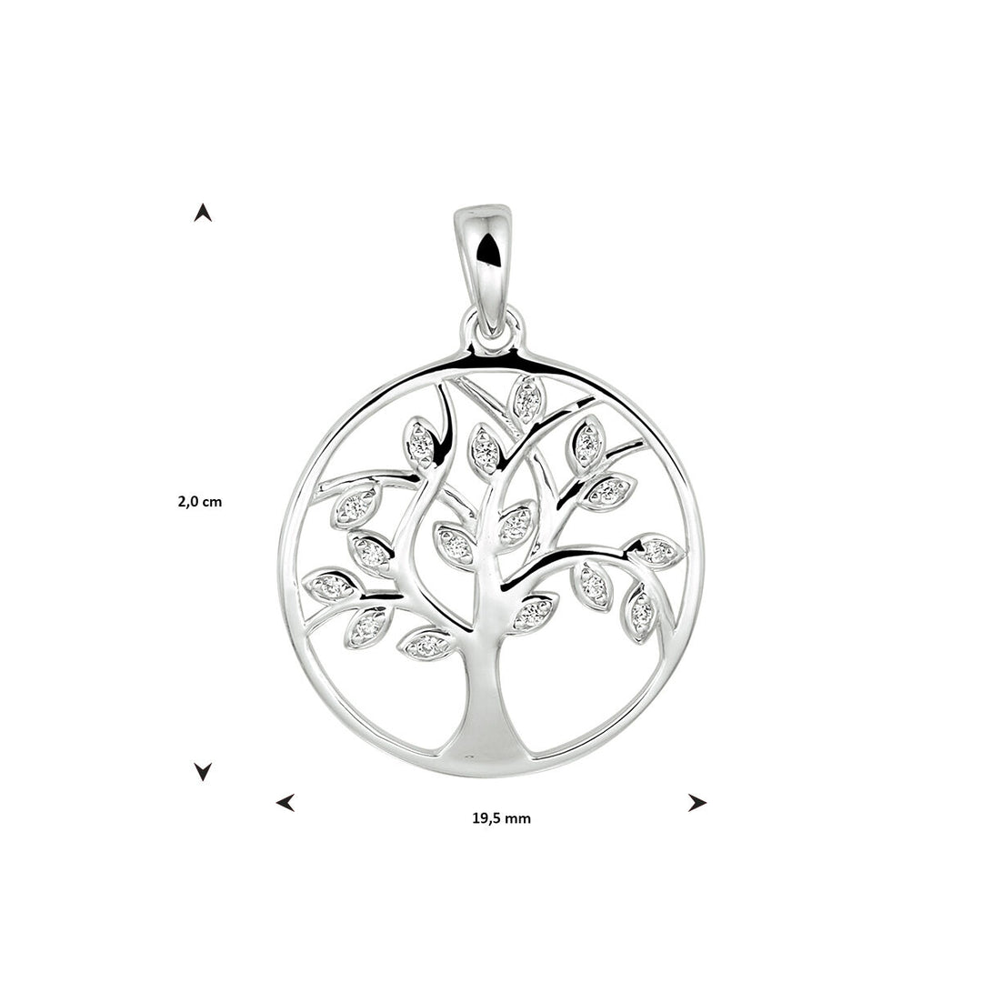 pendant tree of life zirconia silver rhodium plated