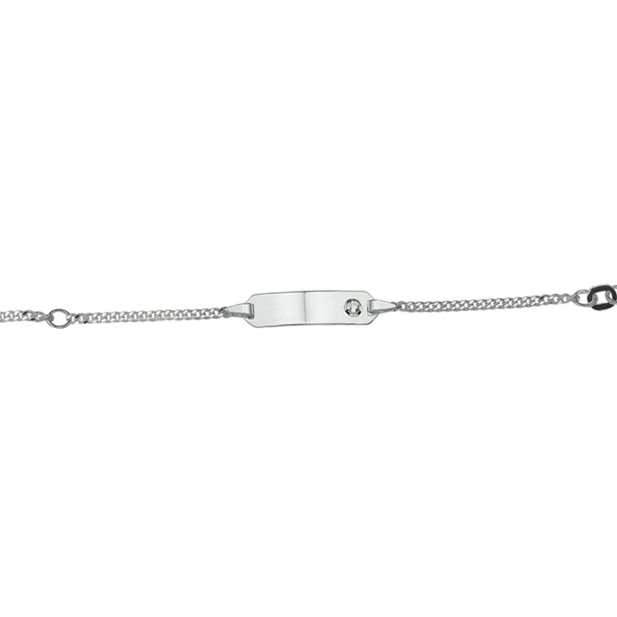graveerarmband zirkonia plaat 5 mm 9 - 11 cm zilver gerhodineerd