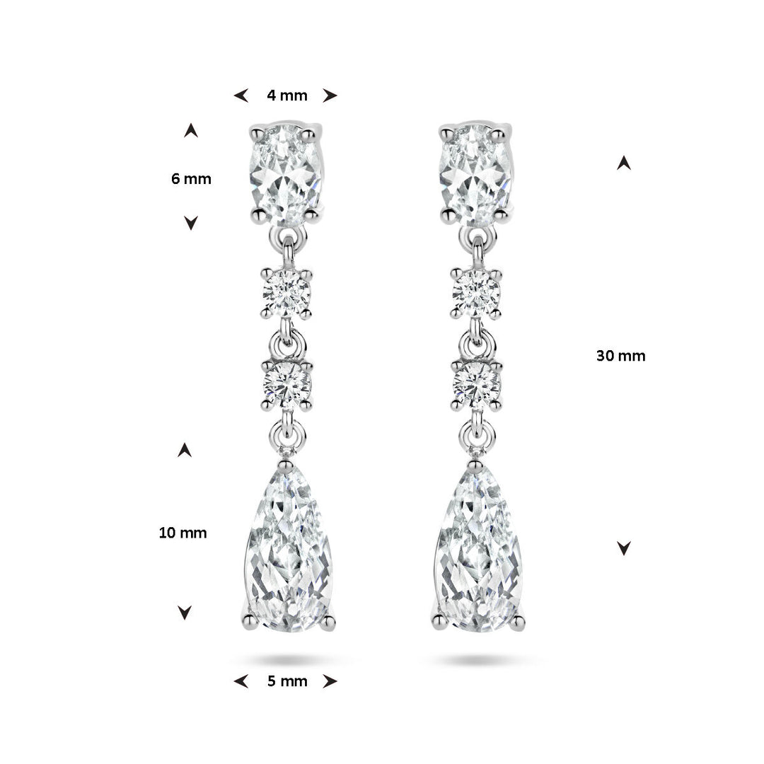 oorhangers zirkonia zilver gerhodineerd