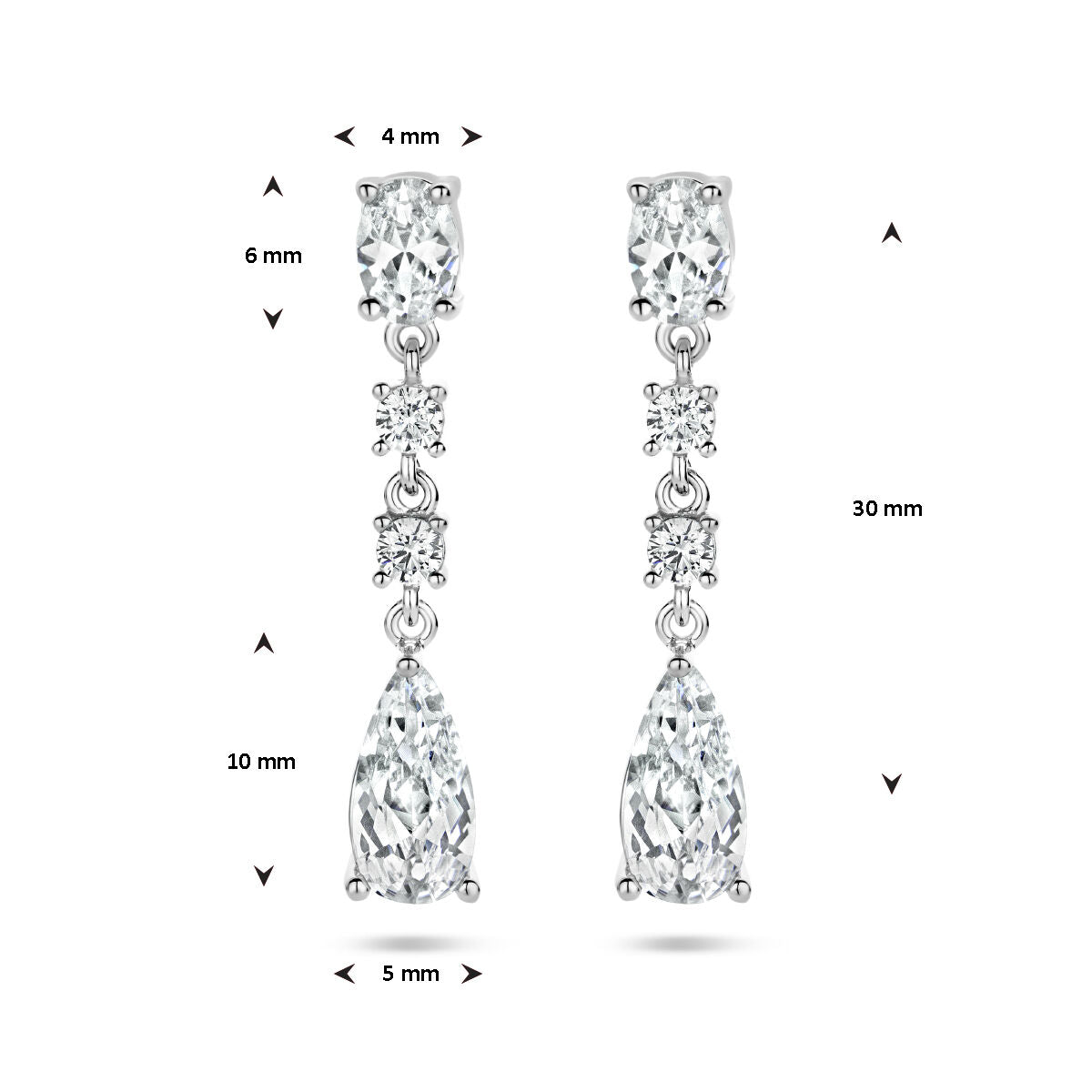 oorhangers zirkonia zilver gerhodineerd