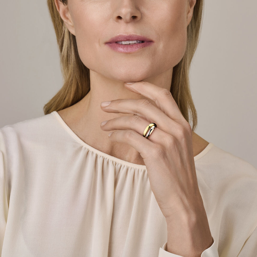 14k Bicolor geel- en witgouden ring