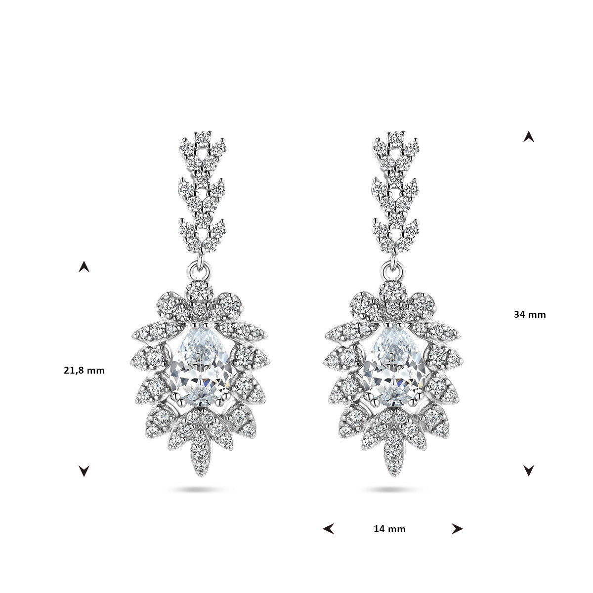 oorhangers zirkonia zilver gerhodineerd