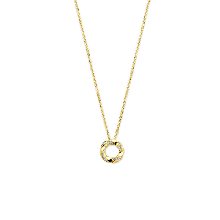 collier diamant 0.06ct h si 44 cm 14K geelgoud