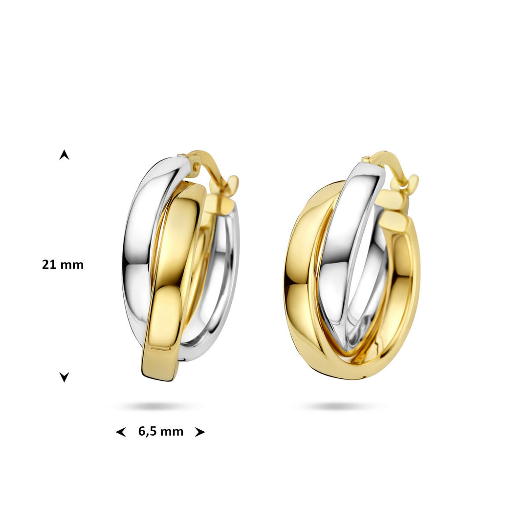 Bicolor oorringen – 14k geel- en witgoud