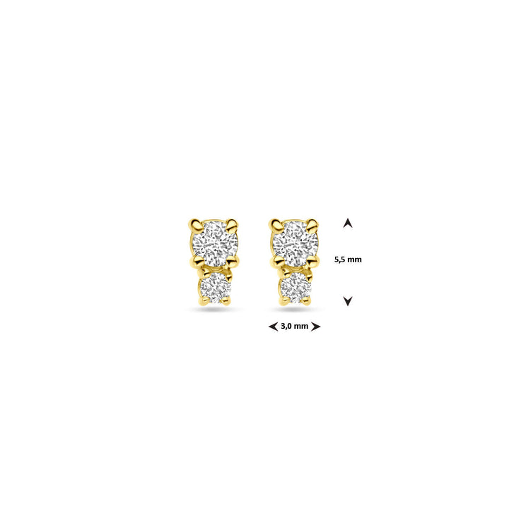 oorknoppen diamant 0.26ct (2x 0.13ct) h si 5,5 mm 18K geelgoud