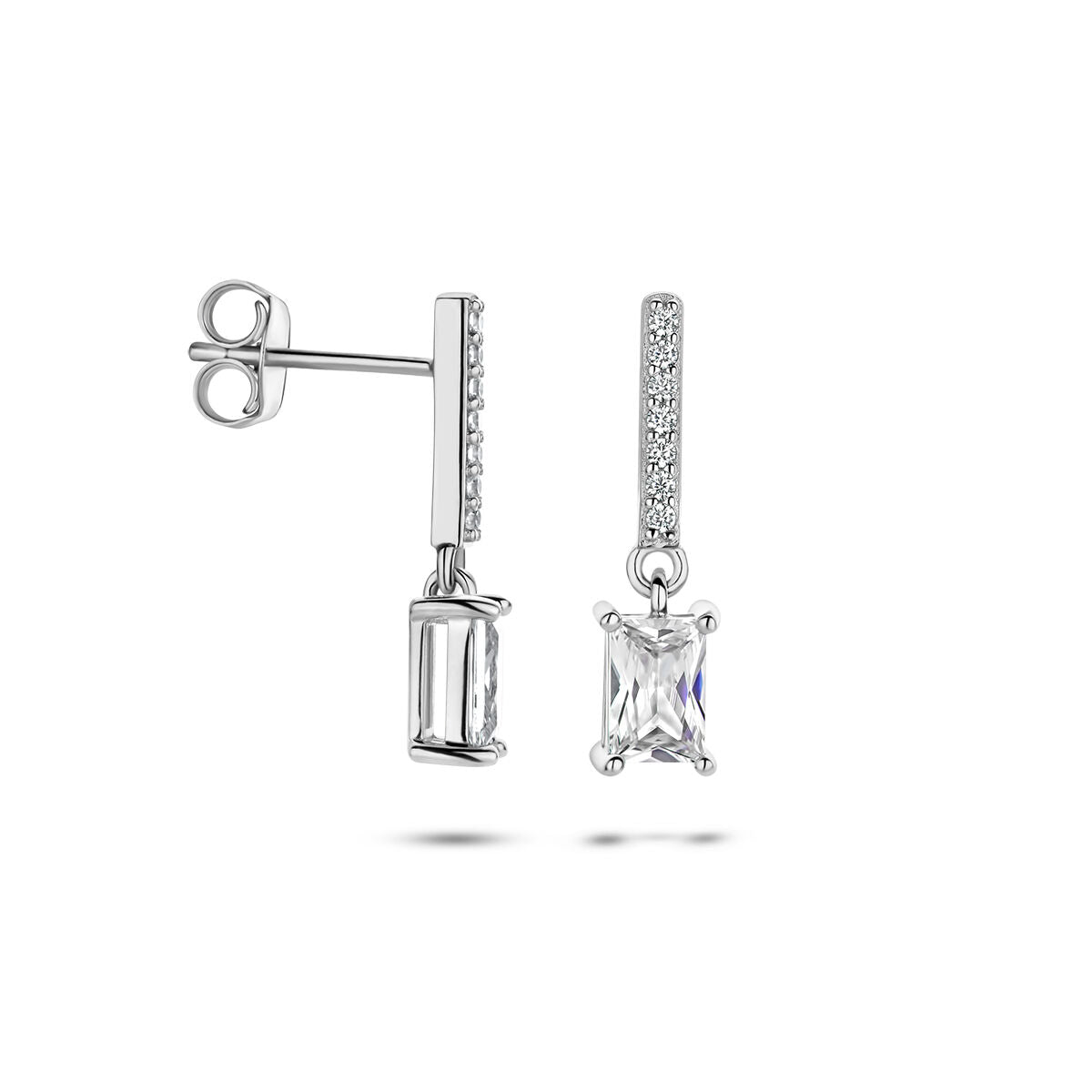 earrings zirconia silver rhodium plated