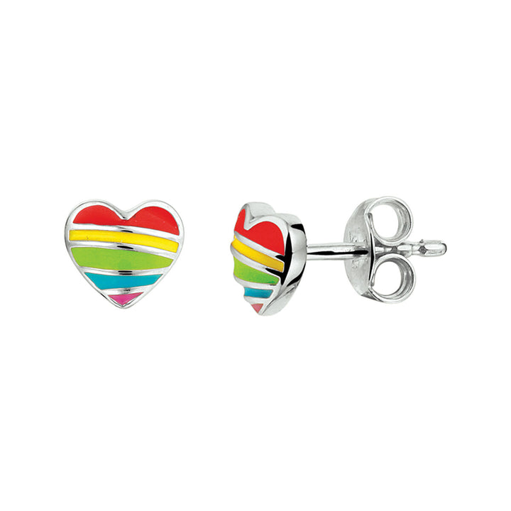 ear studs heart silver rhodium plated