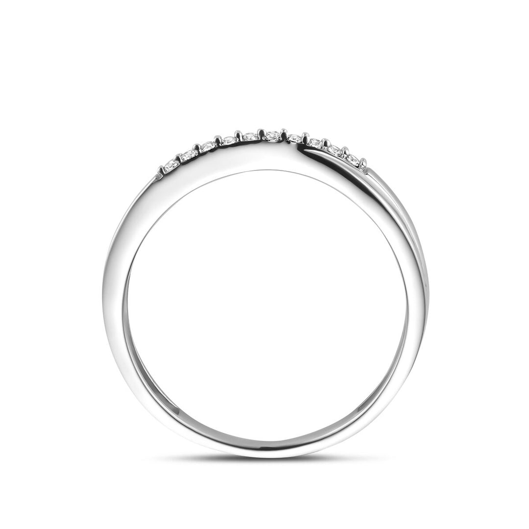 Gerhodineerd zilveren ring met zirkonia in entourage stijl