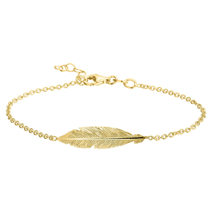 bracelet feathers 16.5 + 2.5 cm 3 micron silver gold plated (yellow)