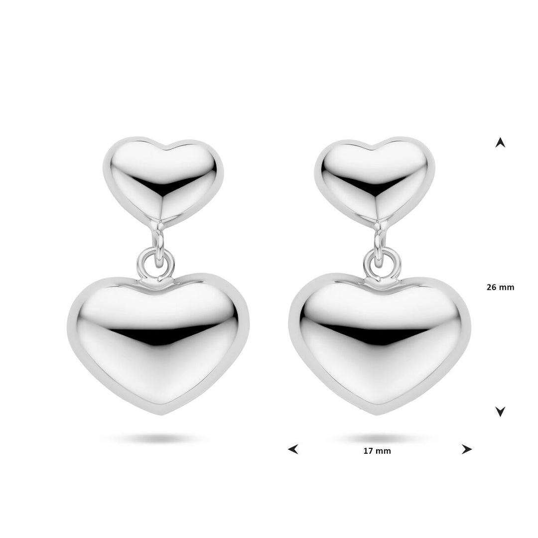 oorhangers hartjes 26 mm zilver gerhodineerd
