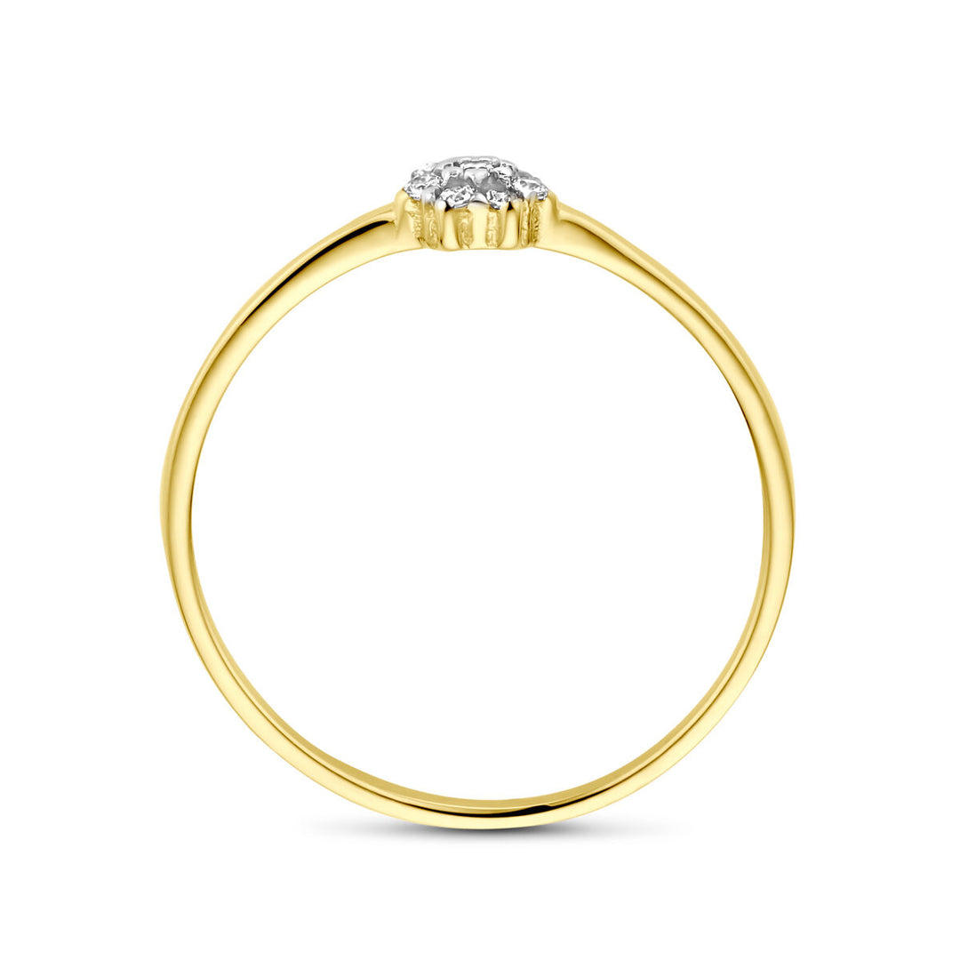 Flower ring zirkonia 14K geelgoud