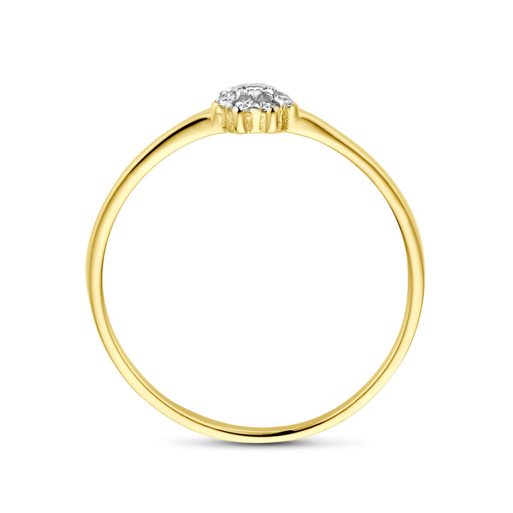 Flower ring zirkonia 14K geelgoud