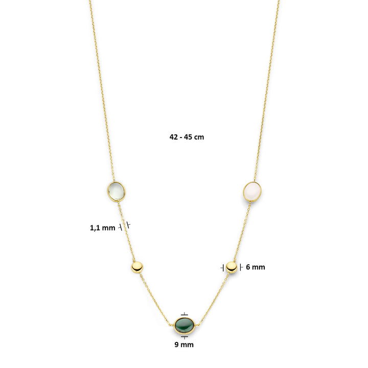 Gold ladies necklace natural colored stones 14K