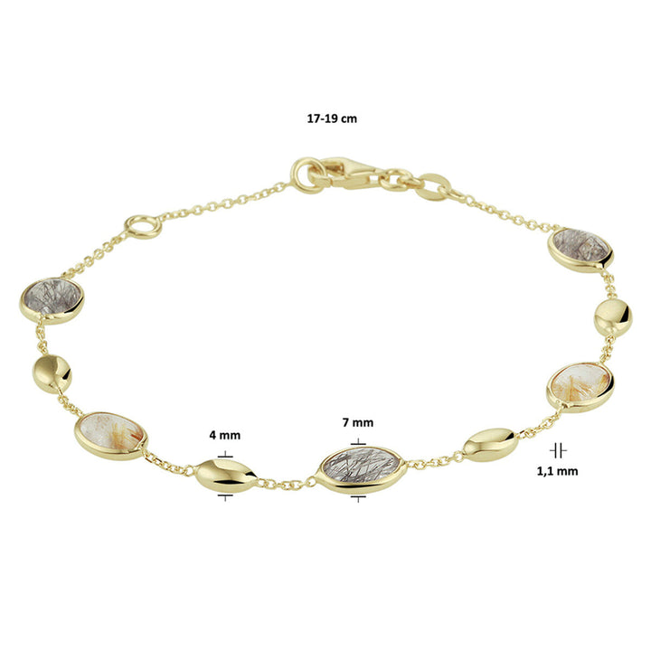 Gold bracelet ladies rutile quartz 14K