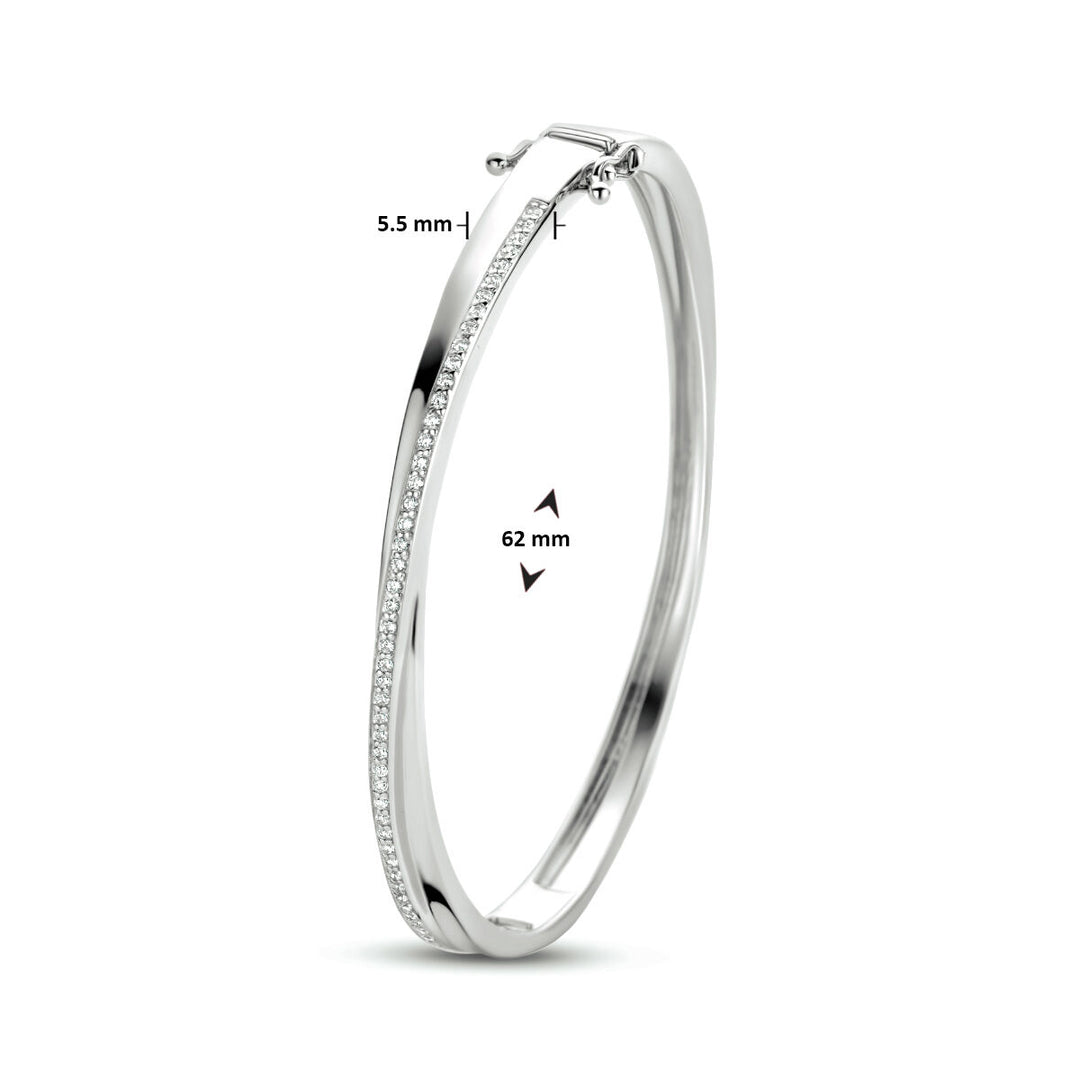 bangle zirkonia 5,5 x 62 mm zilver gerhodineerd