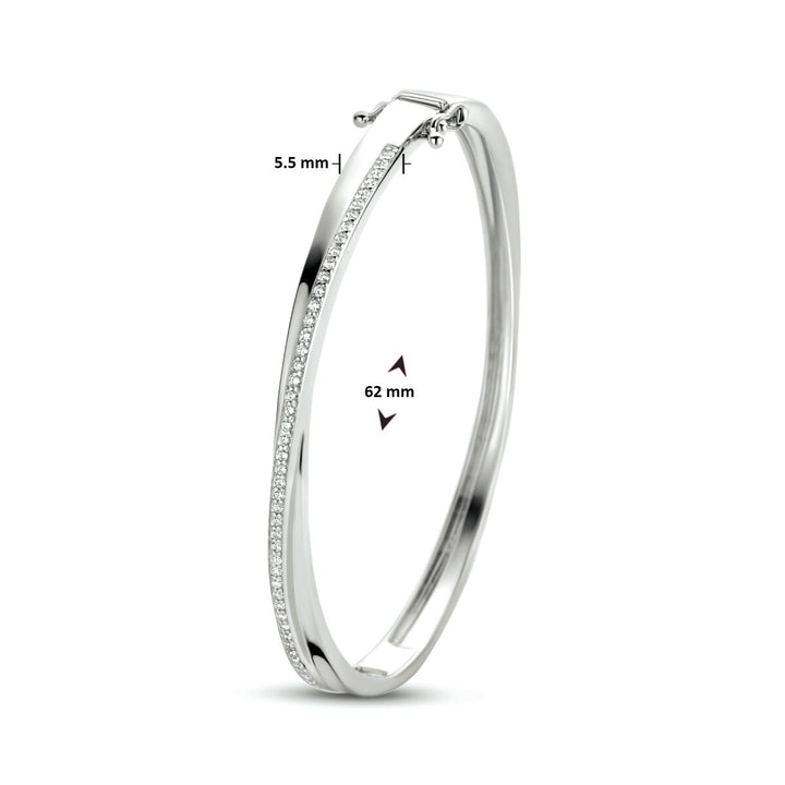 bangle zirkonia 5,5 x 62 mm zilver gerhodineerd