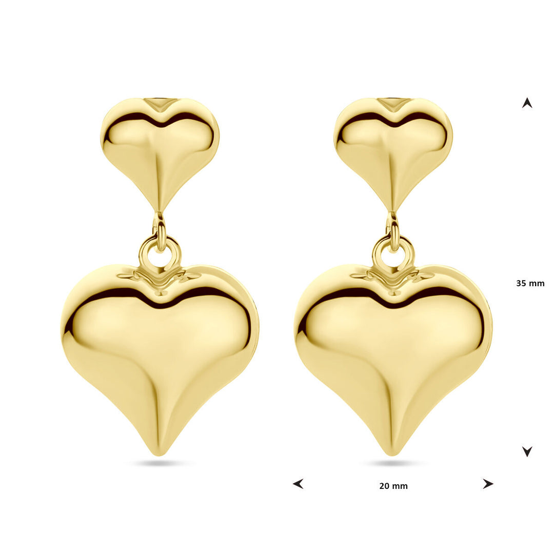 oorhangers hart 35 mm 1 micron zilver verguld (geel)