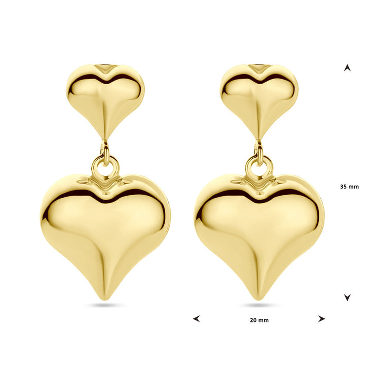 oorhangers hart 35 mm 1 micron zilver verguld (geel)