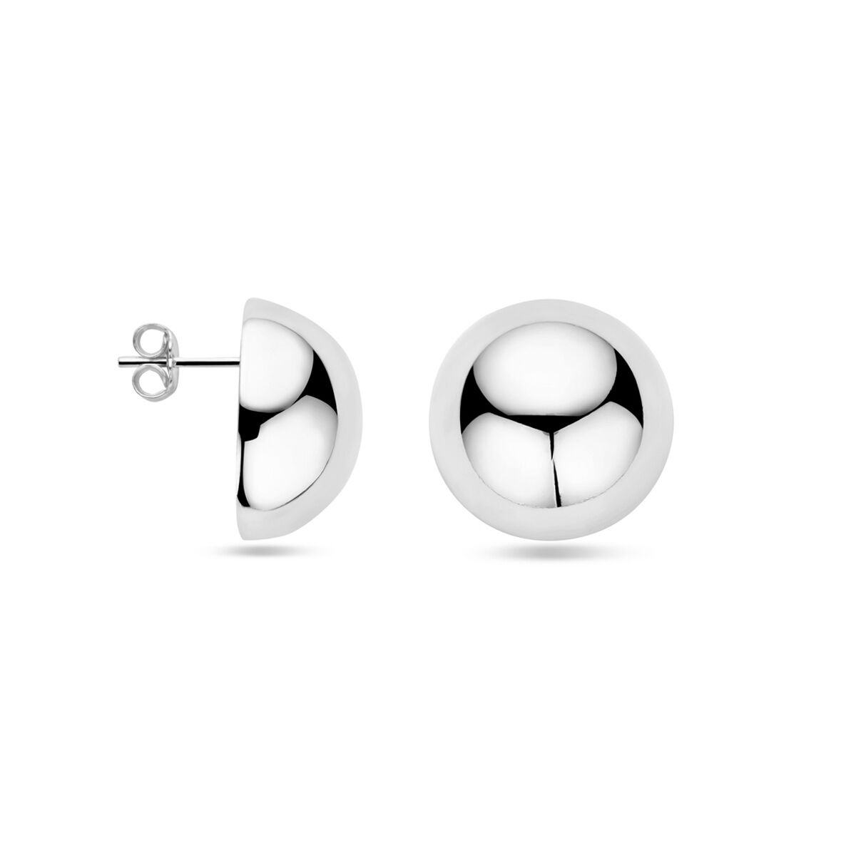 oorknoppen half-bol 20 mm zilver gerhodineerd
