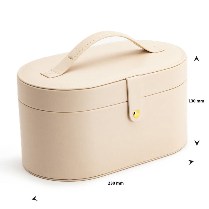 De sieradenbox zachtroze toebehoren van Van der Kooij Collectie heeft een handig handvat en is perfect voor dames. Ook verkrijgbaar in wit.