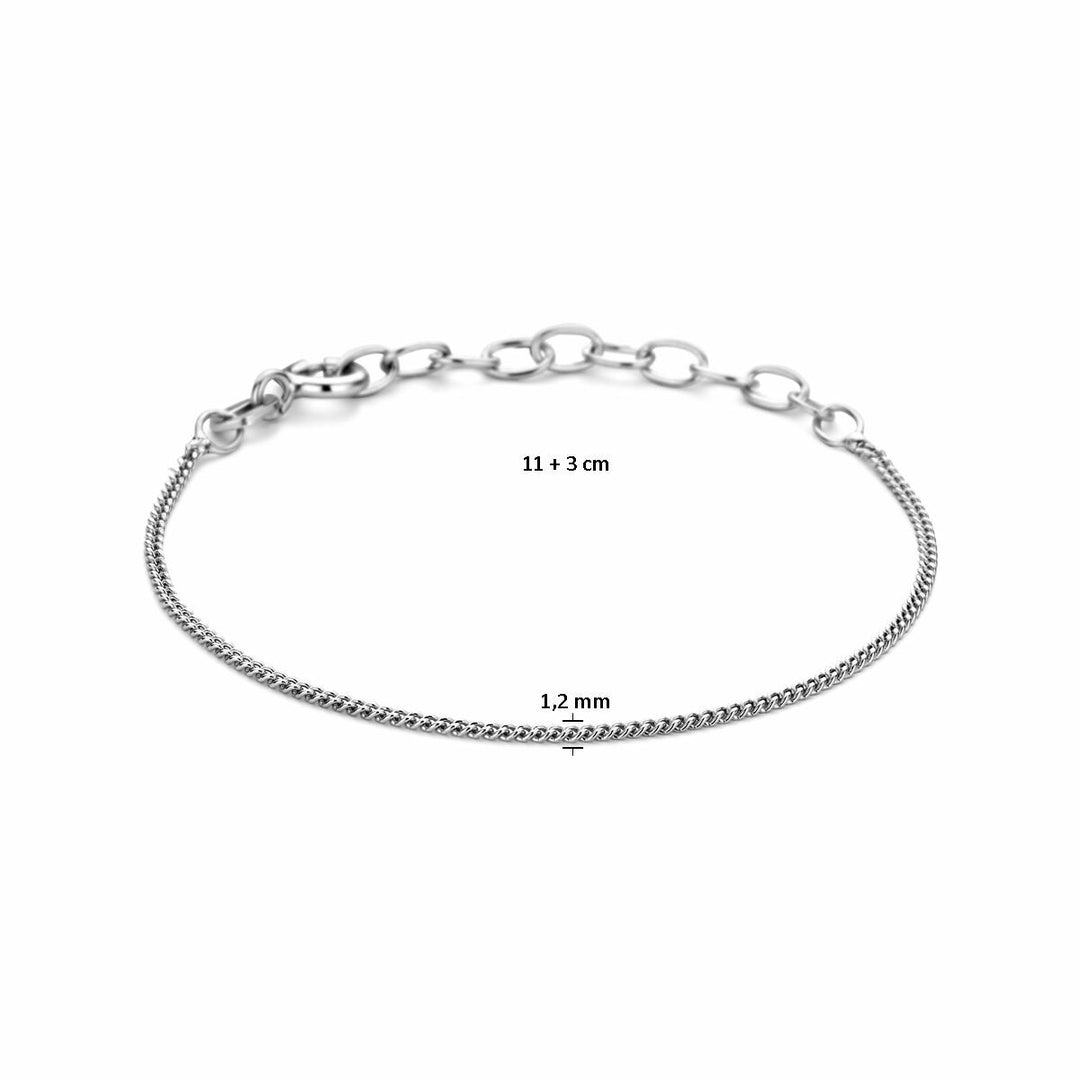 armband gourmette 4-zijdes geslepen 1,2 mm zilver gerhodineerd
