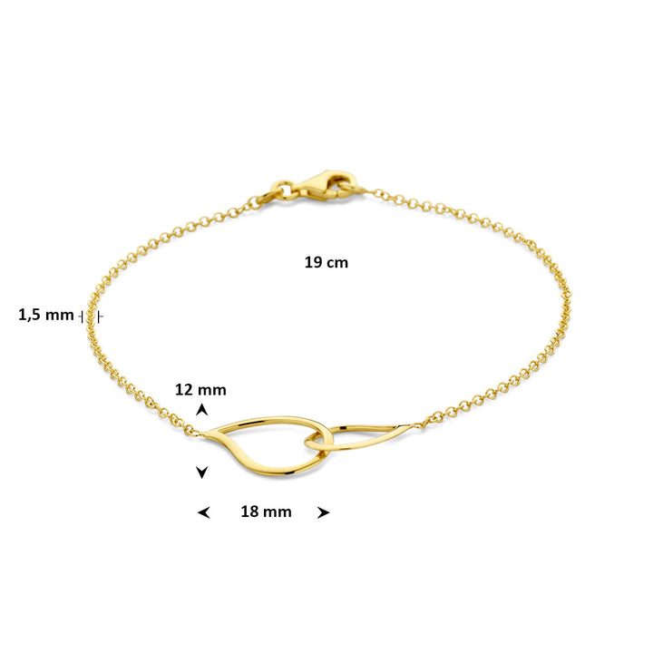 Gouden dames armband met druppelvormige hangers – 14k geelgoud