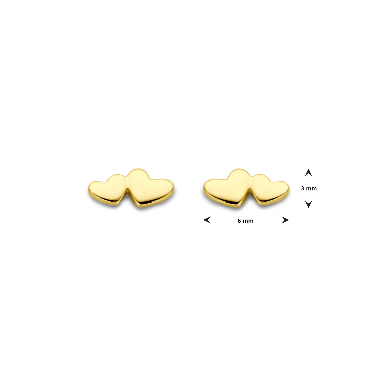 oorknoppen hartjes 3 mm 14K geelgoud