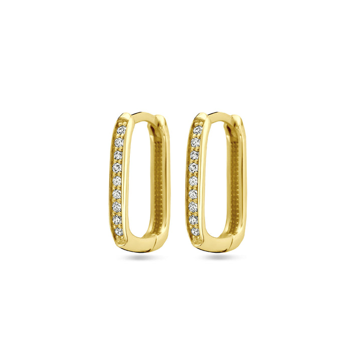 klapoorringen diamant 0.14ct (2x 0.07ct) g si 14K geelgoud