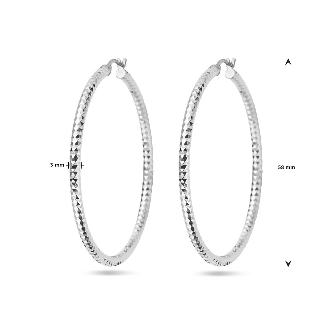 earrings 3.0 mm round tube diamond-plated silver rhodium-plated