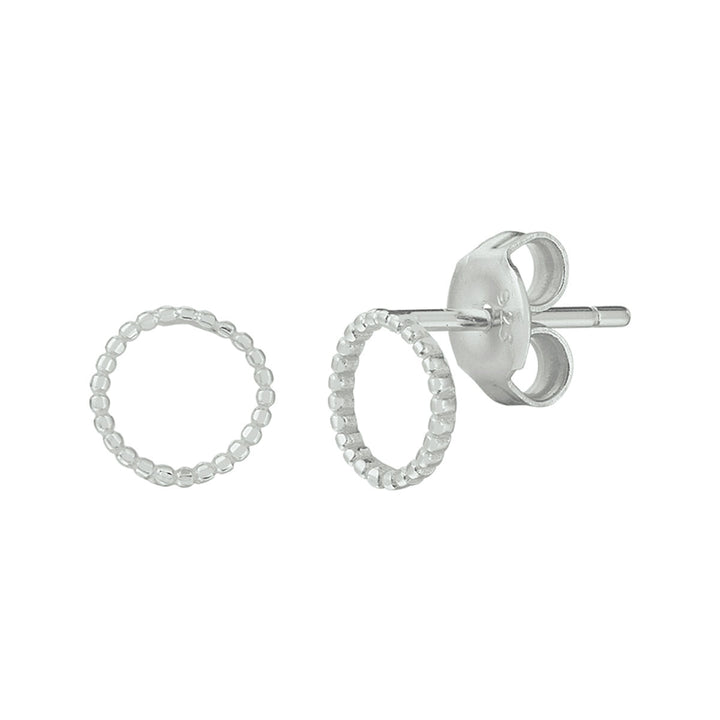 ear studs round silver rhodium plated