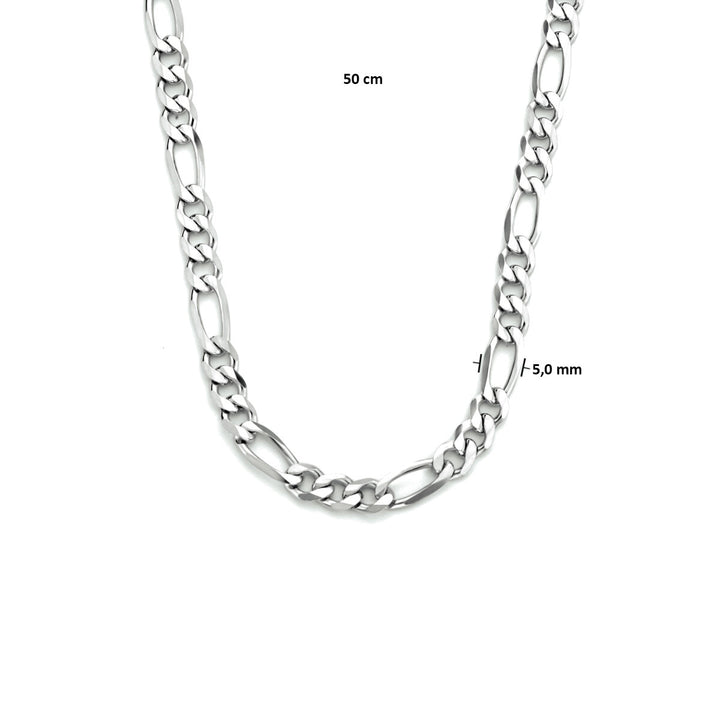 Silver men's necklace - figaro 5.0 mm