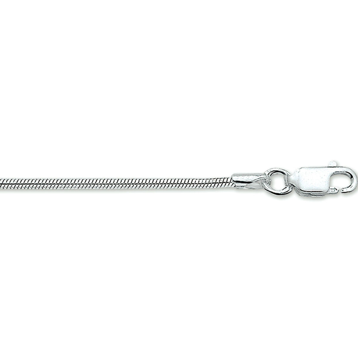 Zilveren gerhodineerde armband met een slangenketting van 1,6 mm en een lengte van 18 cm.