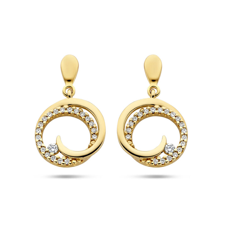 earrings round diamond 0.14ct (2x0.07ct) h si 14K yellow gold