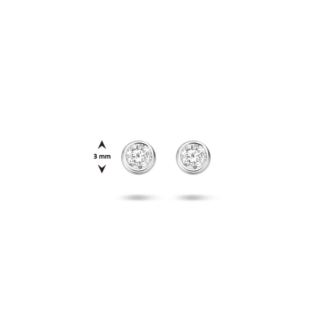 ear studs zirconia silver rhodium plated