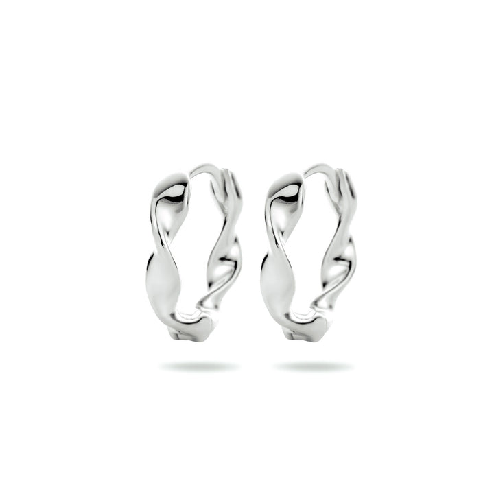 drop earrings twisted silver rhodium plated
