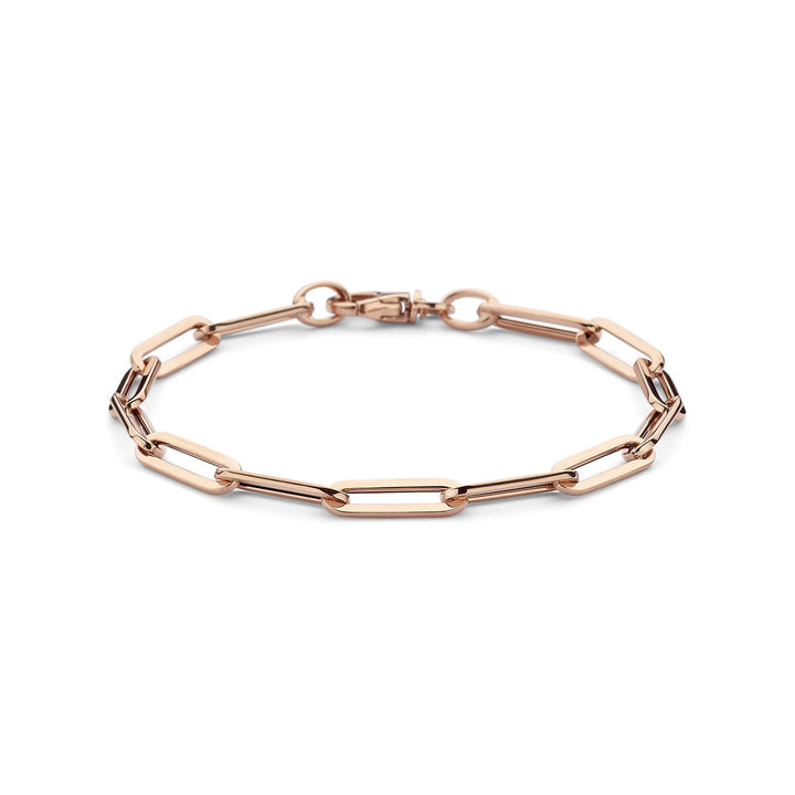 Gold bracelet ladies paper clip flat tube 14K rose gold