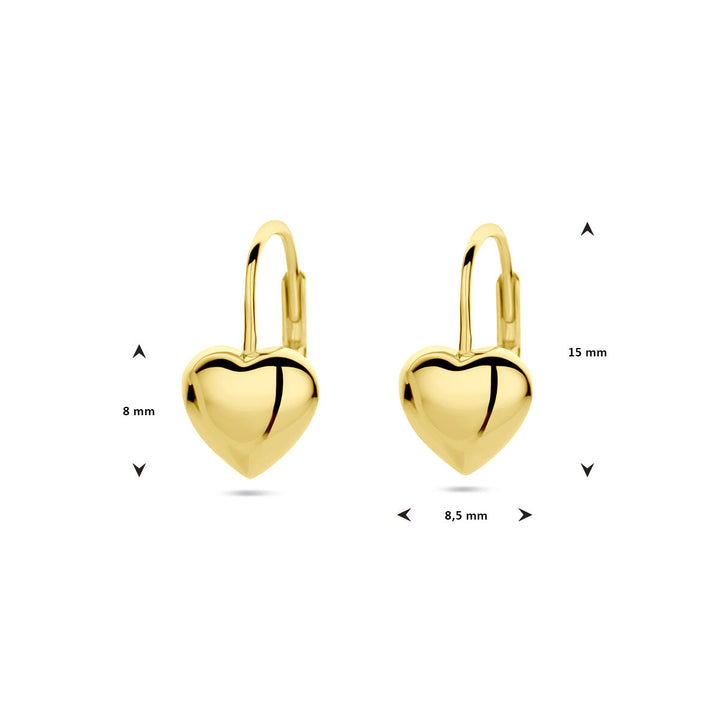 Ohrringe Herz Brisur Haken 1 Mikron Silber vergoldet (gelb)